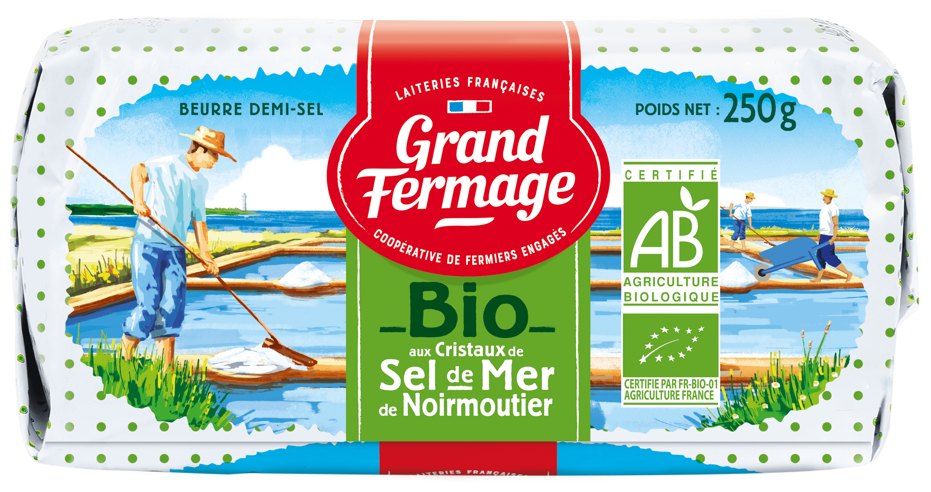Beurre BIO aux cristaux de sel de Noirmoutier - Grand Fermage