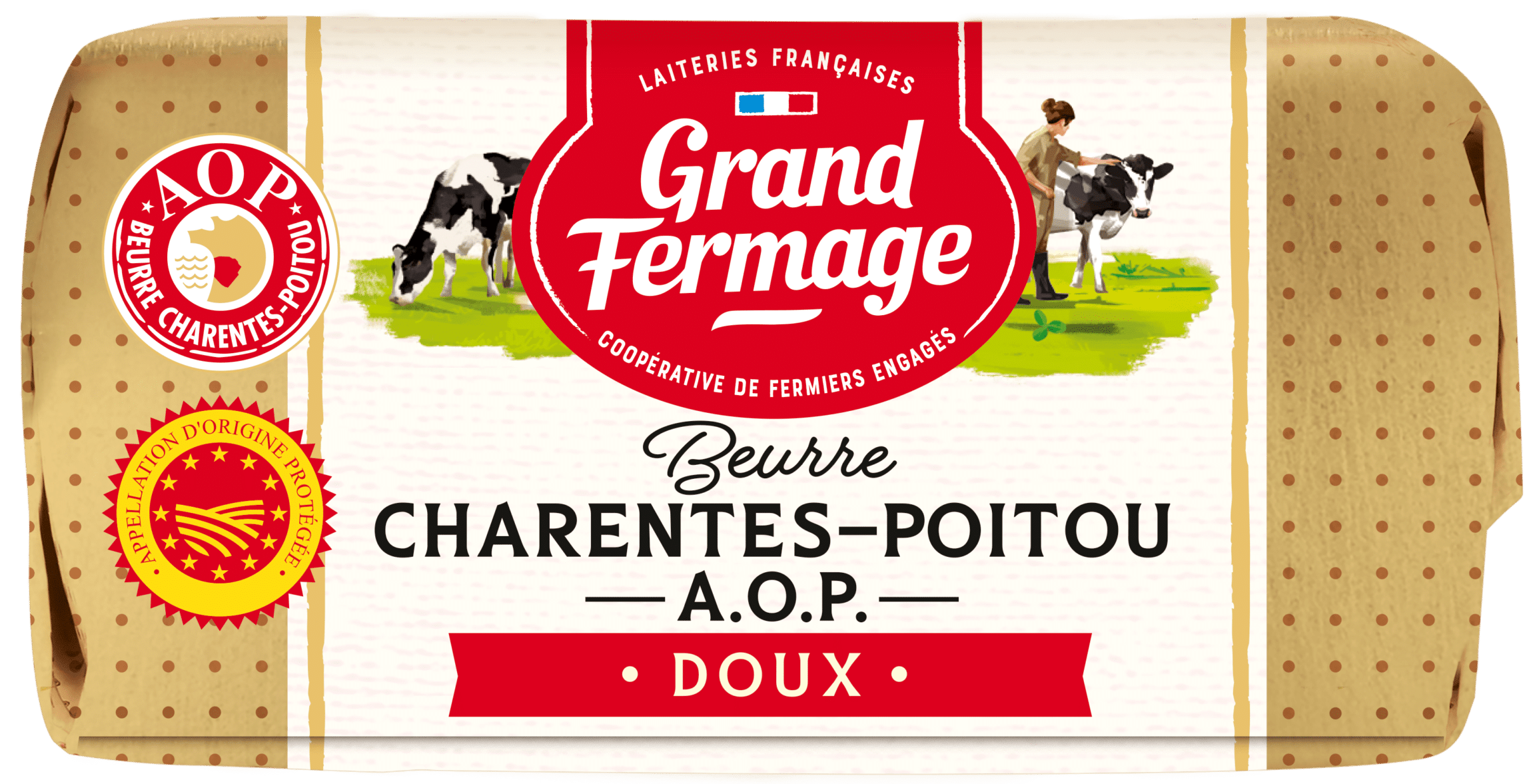 Beurre moulé doux Charentes-Poitou AOP - Grand Fermage
