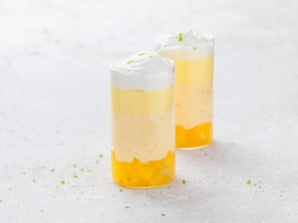 Citrus budino with crème fraîche