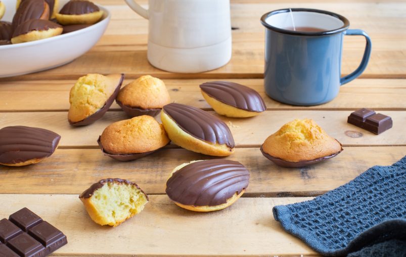 Madeleines in a chocolate shell