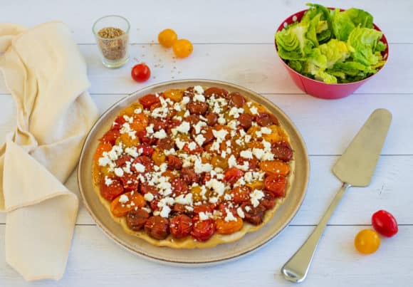 Cherry tomato and feta tarte tatin