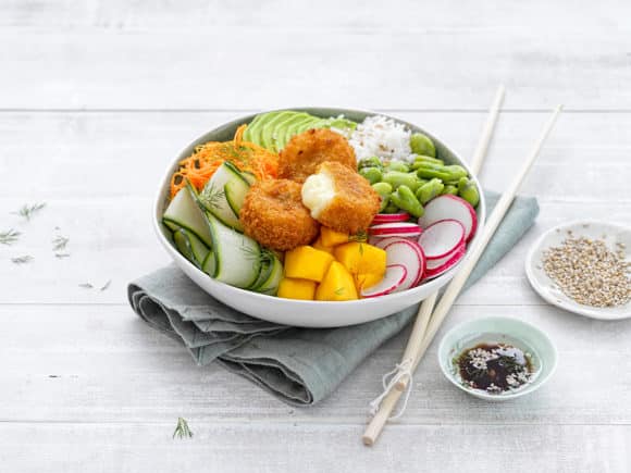 Poke Bowl with Breaded Camembert