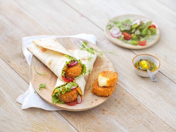 Vegetarian breaded camembert wraps