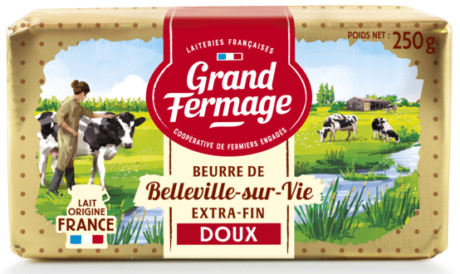 Beurre de Belleville-sur-Vie Extra-Fin doux Grand Fermage - Lait Origine France - 250 gr