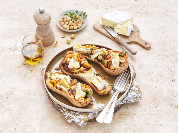 Camembert stuffed butternut