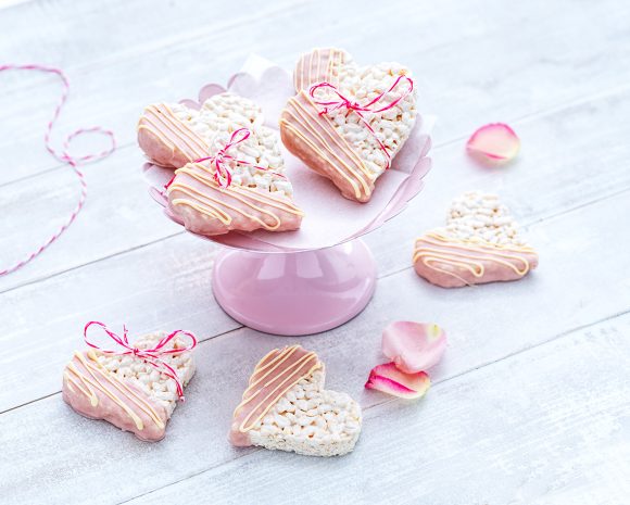 Marshmallow crispy hearts