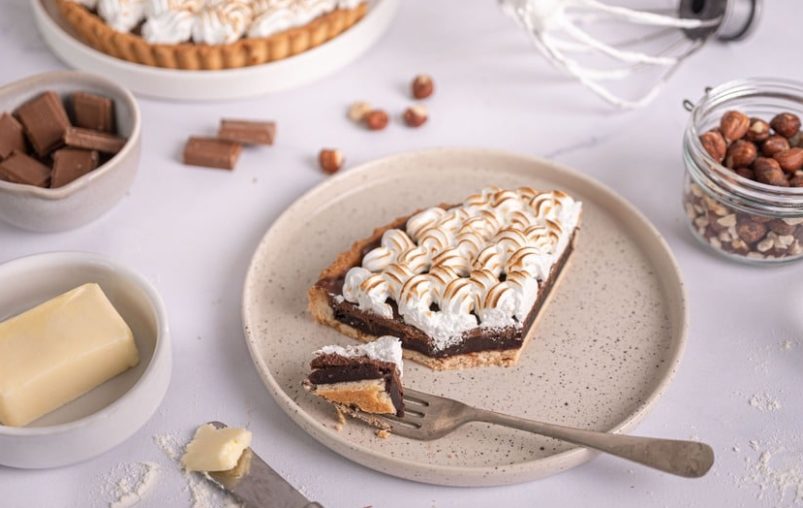 Recette tarte choco noisettes meringuée