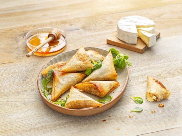 Camembert & honey samosas