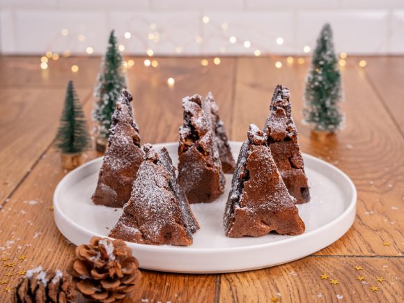 Moelleux au chocolat en sapins de Noël